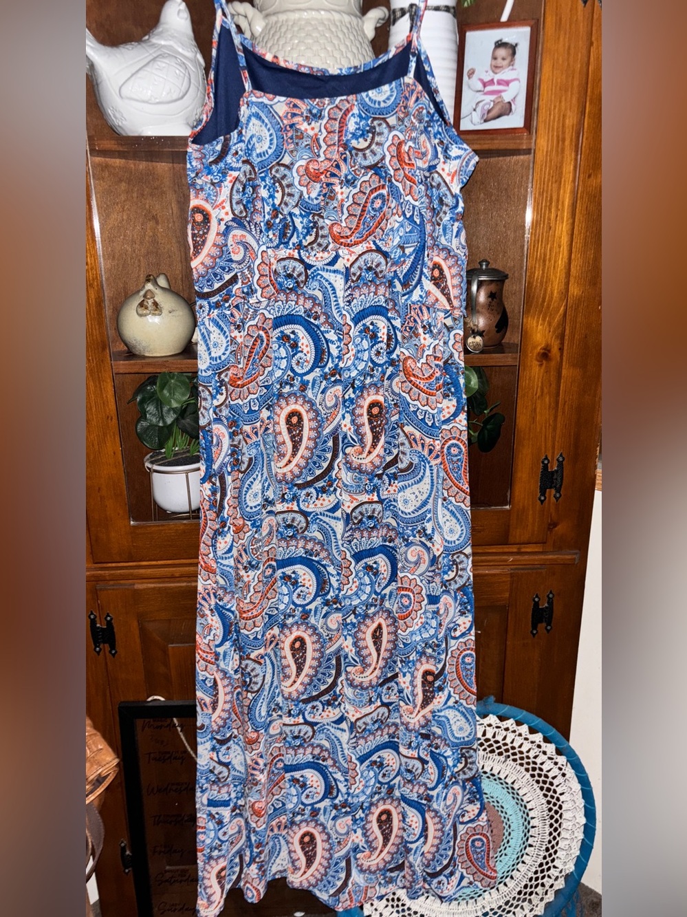 Xhilaration Blue and Coral Paisley Maxi Dress - Picture 8 of 9